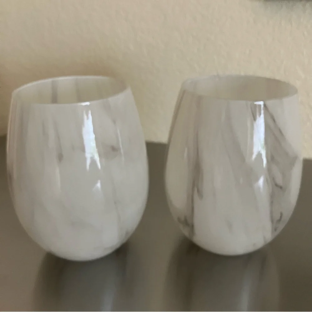 URBAN OUTFITTERS UO 18 oz Marble Stemless Wine Glass in Gray - Set Of 2